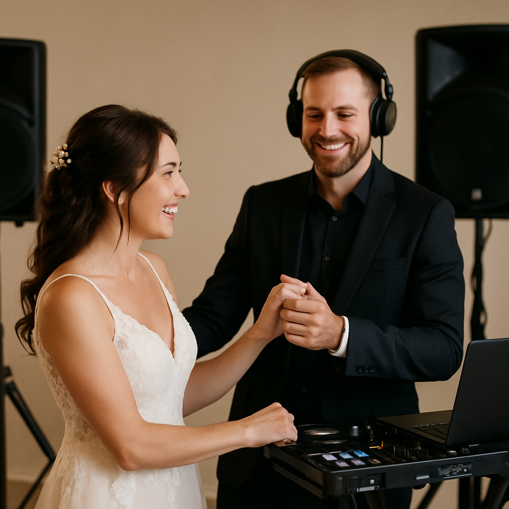 Professional wedding DJ performing at a ceremony reception
